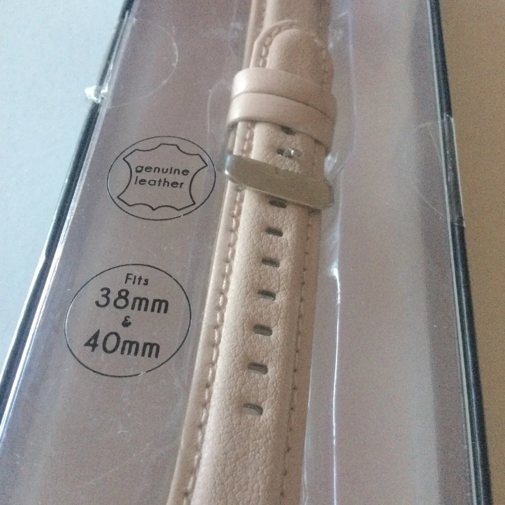 SARINA WOMENS ROSE BEIGE LEATHER APPLE WATCH STRAP 38mm 40mm NWT